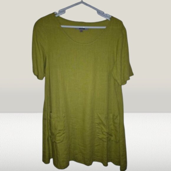 Vintage 🌼Chartreuse FLAX blouse- size small - Picture 1 of 3